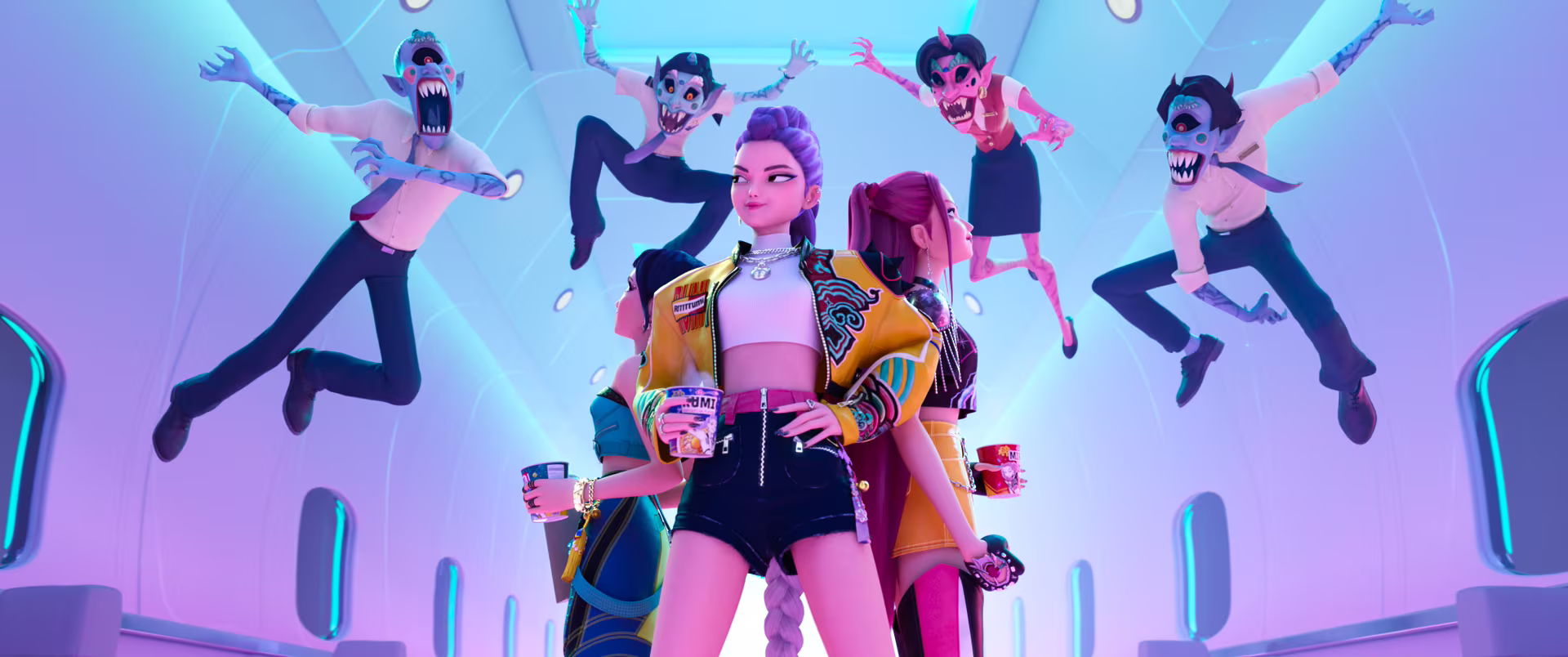 K-pop girl group with dancing background.