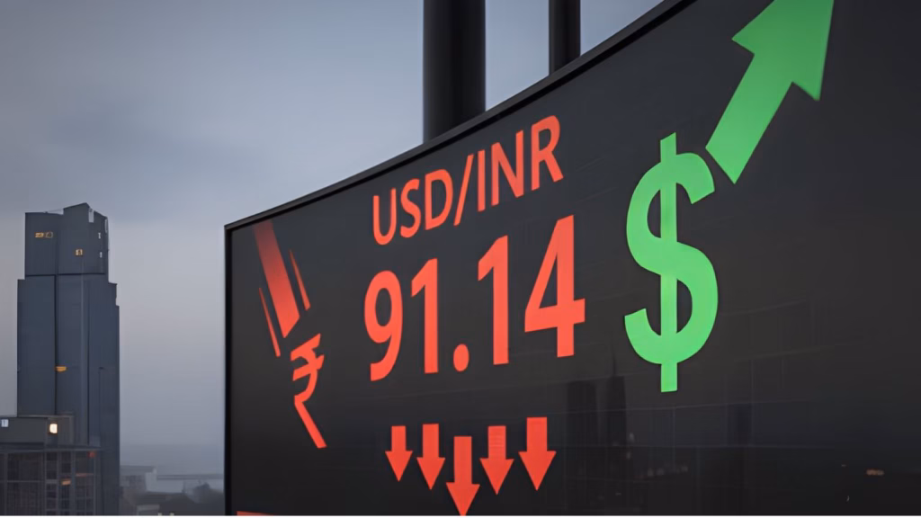 Indian rupee slips past 91 against the US dollar in forex market